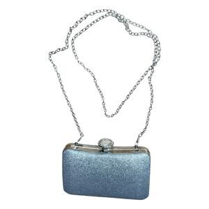 Silver glitter box clutch